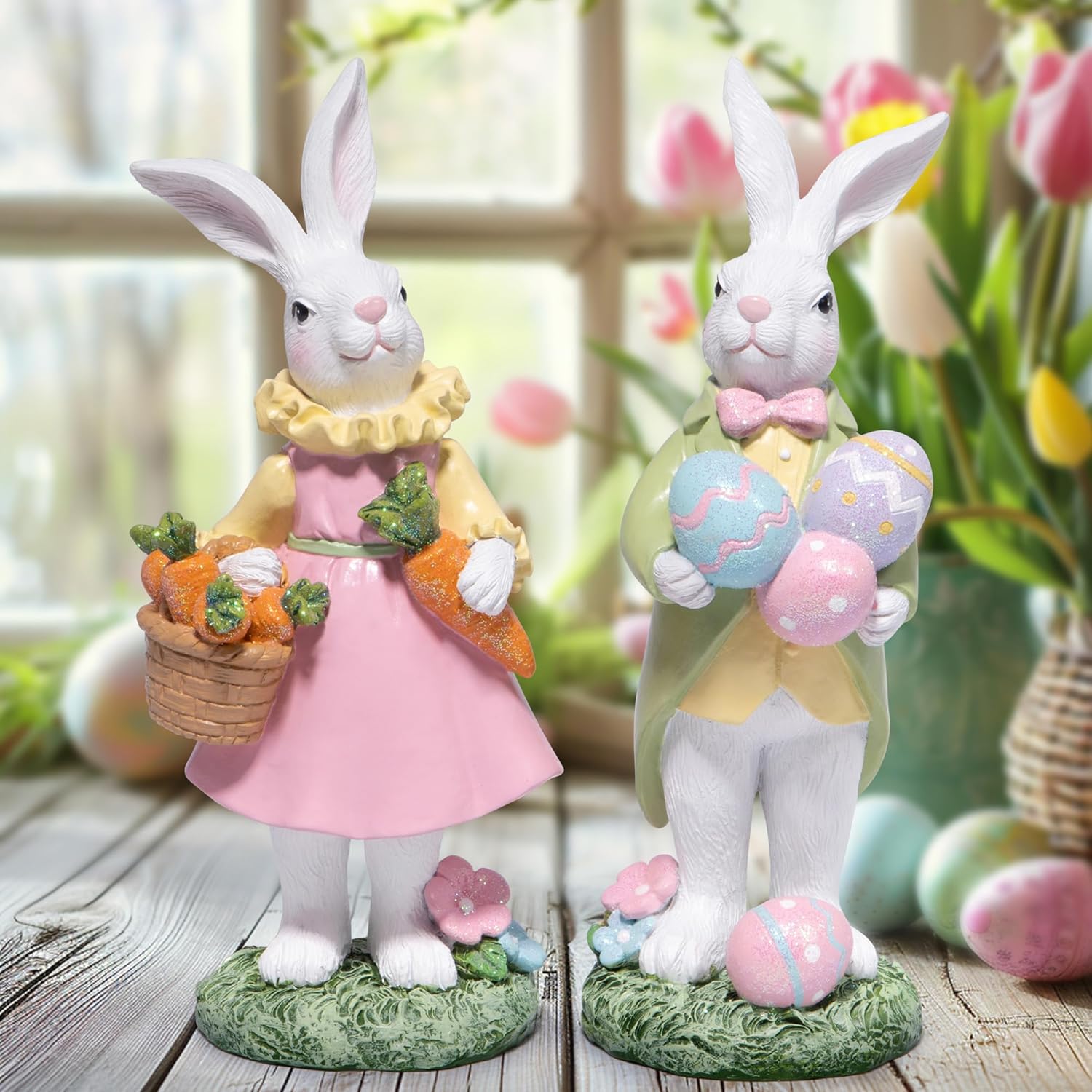 Hodao Easter Bunny Resin Figurines Collection