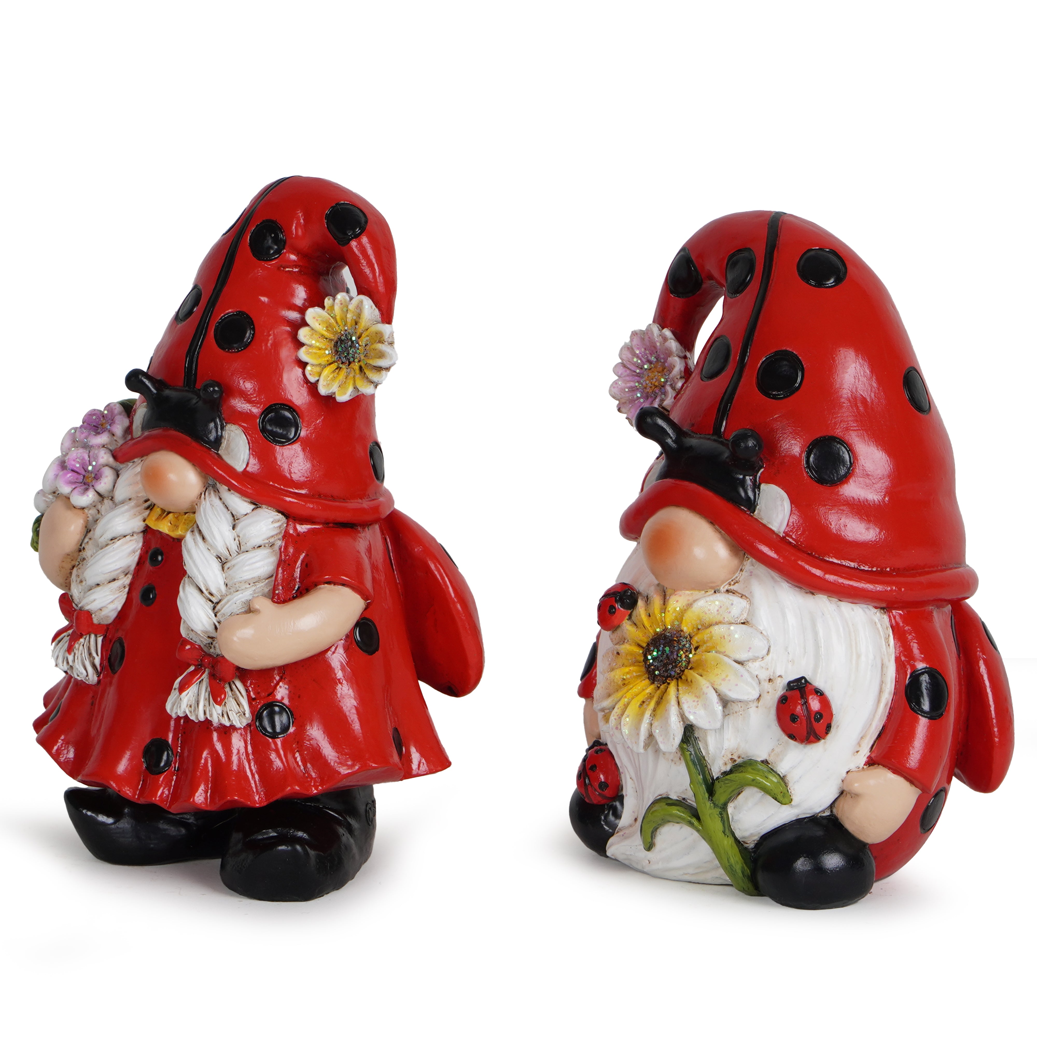 Hodao ladybug dwarfs-spring decor-summer decor-lucky symbol-interior decor-ladybug sculpture (2 pieces)