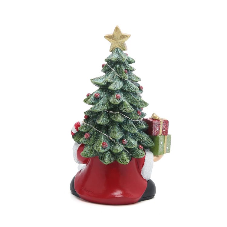 Hodao 7.5''H Christmas Tree Gnomes Handmade Christmas Resin Gnomes With LED lights