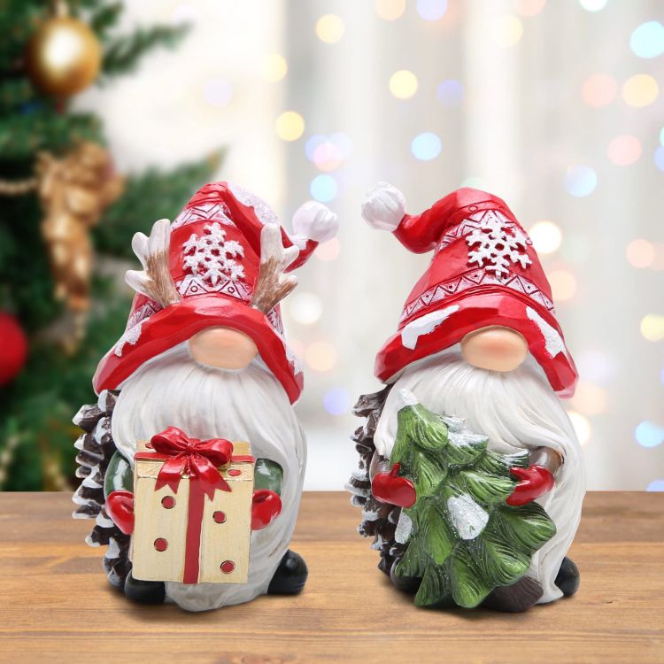 Hodao Christmas Resin Gnomes Handmade Christmas Resin Gnomes Christmas Tree Resin Gnomes