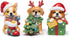 Hodao Christmas Puppy Figurines Set of 3 – Mini Resin Dog Ornaments with Santa Hat, Reindeer Antlers & Gift Box – 3.25in Tabletop Decor for Indoor Home Decorations, Cute Holiday Collectible Gift