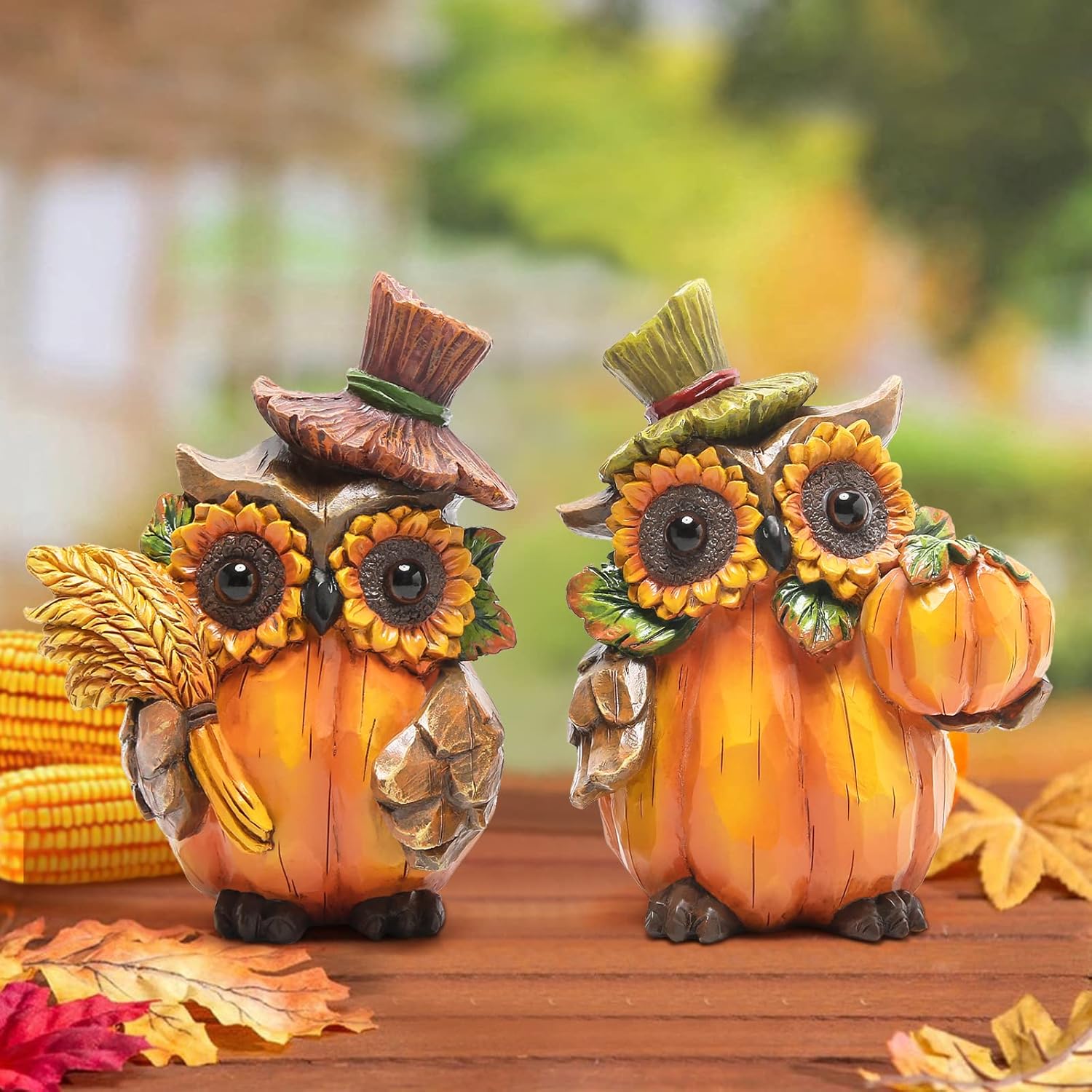 Hodao Owl Sculpture - Resin Thanksgiving Decor