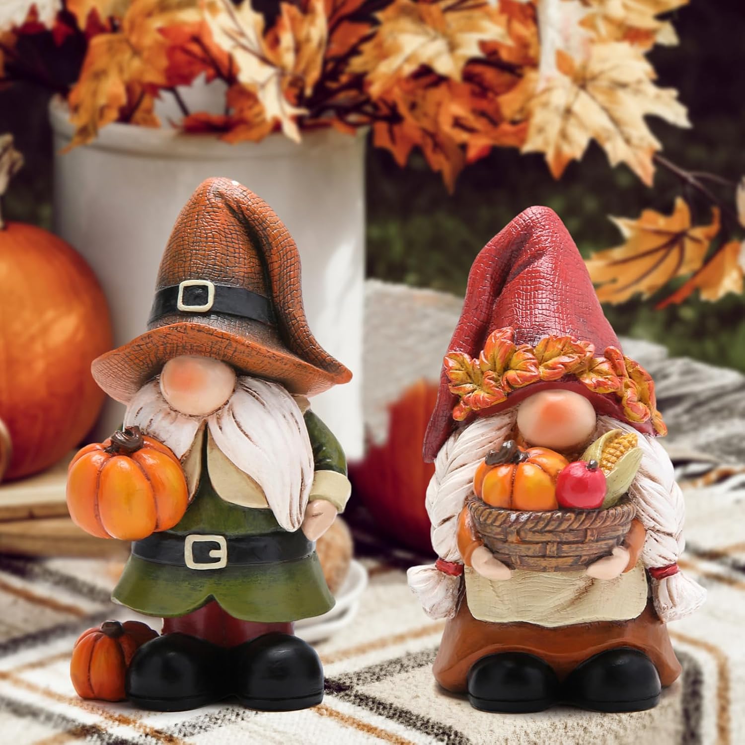 Hodao Thanksgiving Pumpkin Decorations Gnome Elf Collectibles Home Decor Thanksgiving Pumpkin Gnomes Charming Fall Collectibles for Home Decor and Unique Gifts(2 PCS)