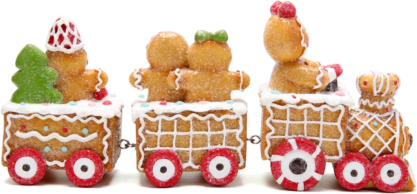 Hodao 9.25” Christmas Gingerbread Man Train Decorations for