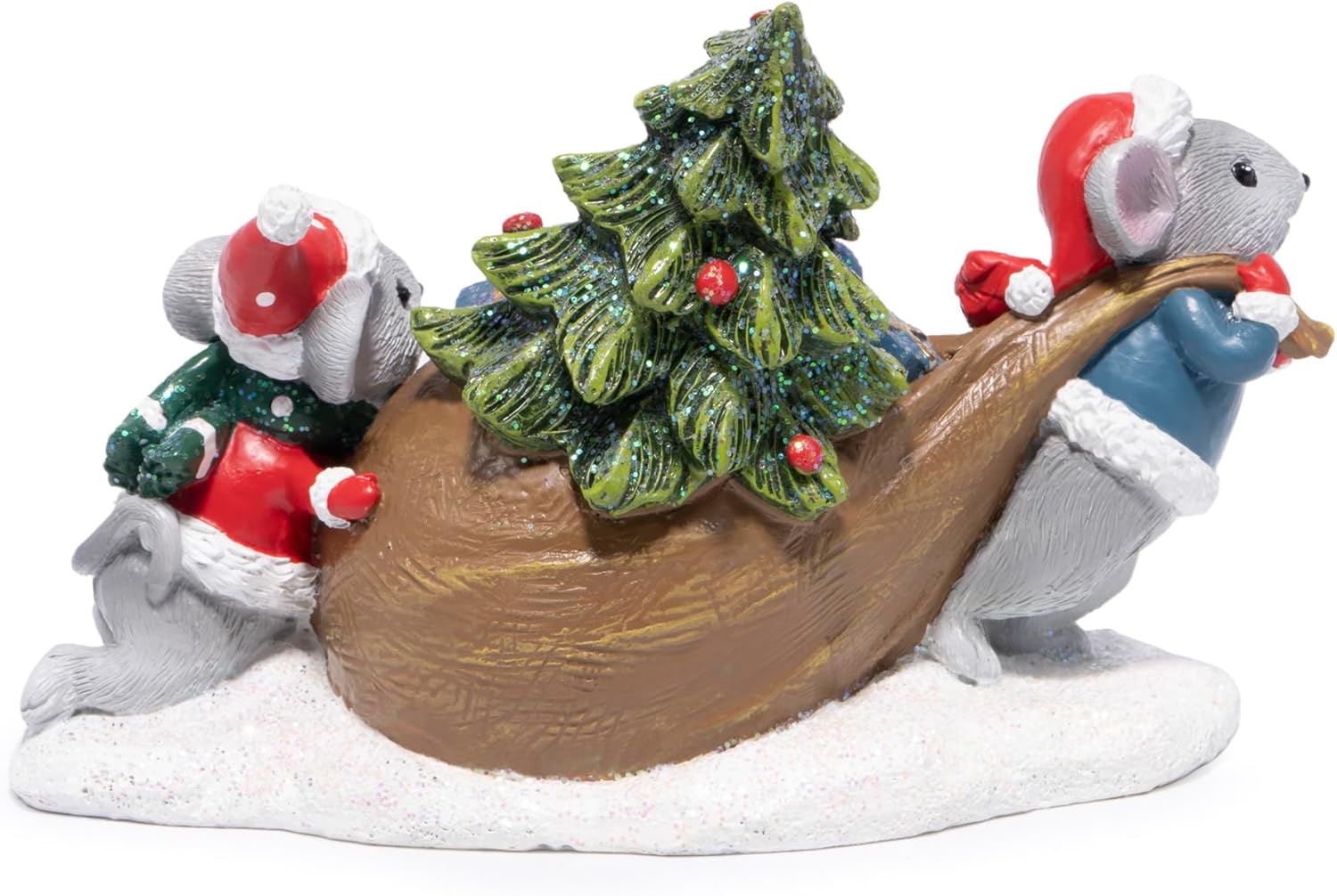 Hodao Christmas Mice Figurines with Gifts – Holiday Mouse Decorations with Xmas Hat Details – Festive Christmas Table, Mantel, and Home Decor Ornaments