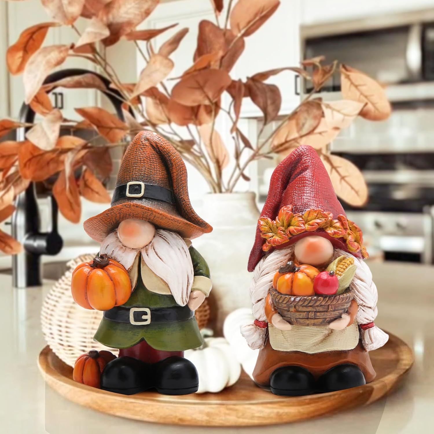 Hodao Thanksgiving Pumpkin Decorations Gnome Elf Collectibles Home Decor Thanksgiving Pumpkin Gnomes Charming Fall Collectibles for Home Decor and Unique Gifts(2 PCS)