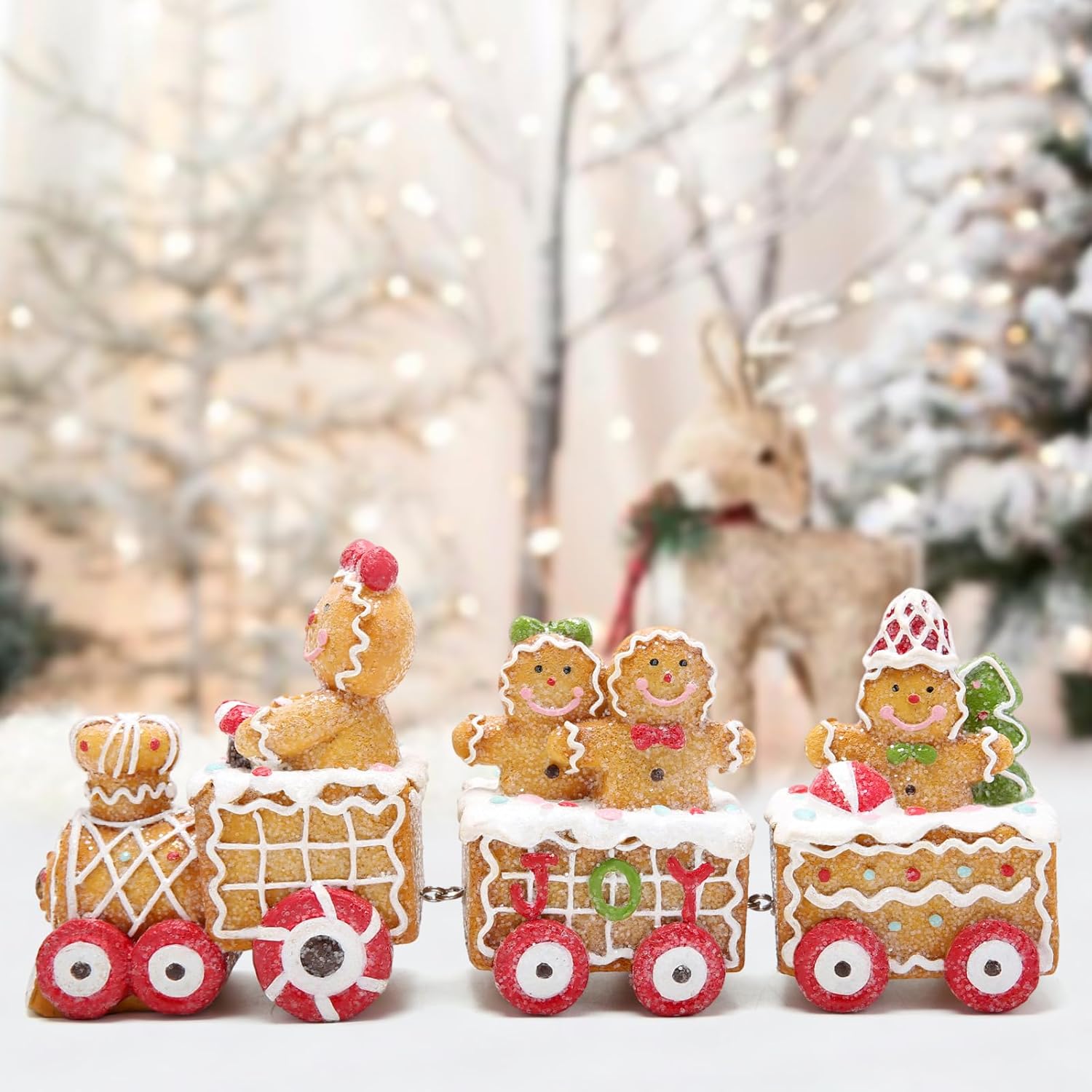 Hodao 9.25” Christmas Gingerbread Man Train Decorations for