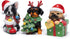 Hodao Christmas Puppy Figurines Set of 3 – Mini Resin Dog Ornaments with Santa Hat, Reindeer Antlers & Gift Box – 3.25in Tabletop Decor for Indoor Home Decorations, Cute Holiday Collectible Gift
