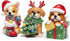 Hodao Christmas Puppy Figurines Set of 3 – Mini Resin Dog Ornaments with Santa Hat, Reindeer Antlers & Gift Box – 3.25in Tabletop Decor for Indoor Home Decorations, Cute Holiday Collectible Gift