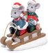 Hodao Christmas Mouse Figurines with Sleigh – Adorable Holiday Decoration Mice in Santa Hats, Festival Christmas Home Decor, Table Centerpiece, Winter Gifts