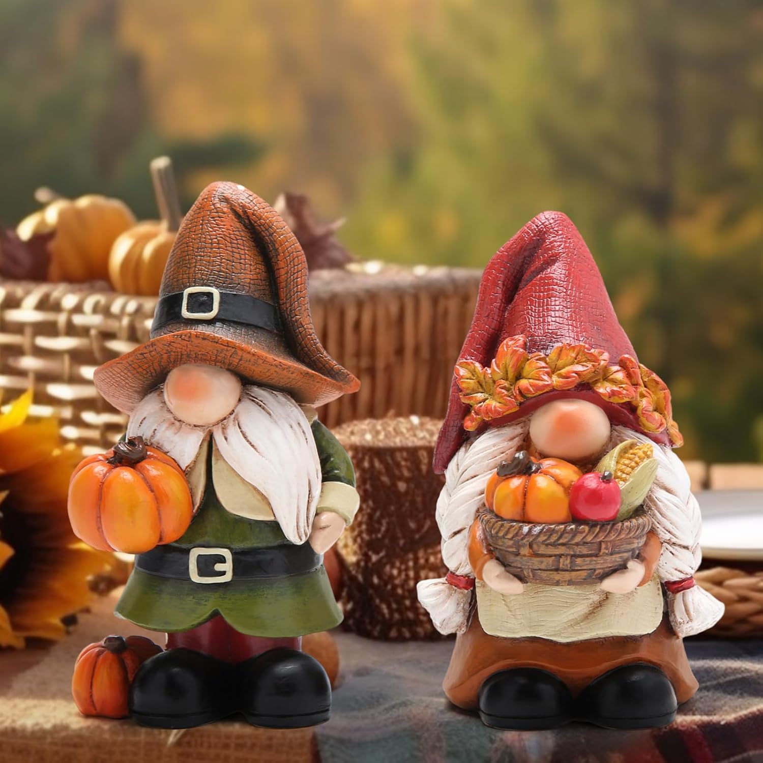 Hodao Thanksgiving Pumpkin Decorations Gnome Elf Collectibles Home Decor Thanksgiving Pumpkin Gnomes Charming Fall Collectibles for Home Decor and Unique Gifts(2 PCS)