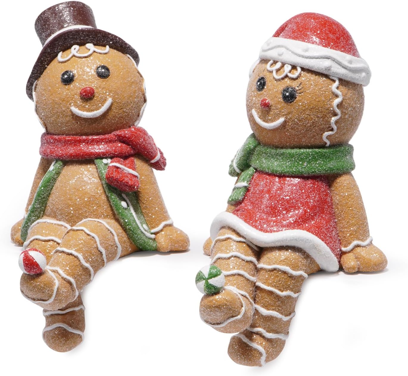 Hodao Gingerbread Man Figurines Decorations – Festive Stock Hanger Decor for Fireplace, Tabletop Decoration, Holiday Gift for Family Traditional Christmas Sock Holder Decor