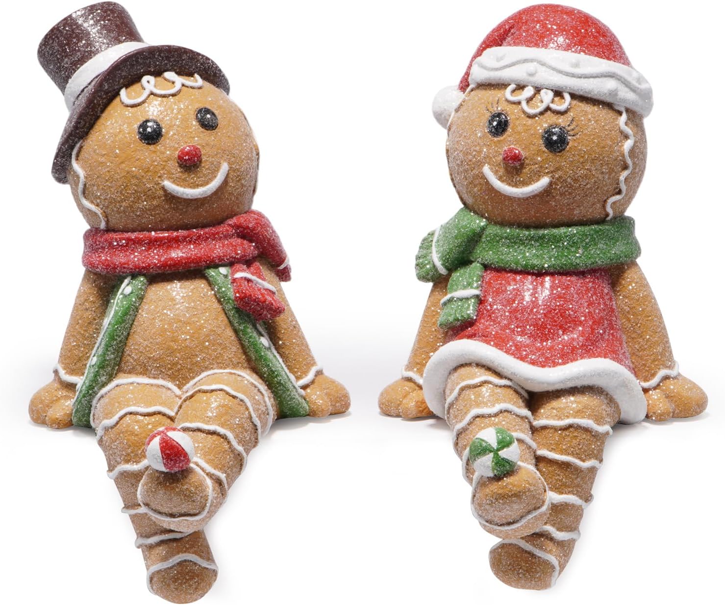 Hodao Gingerbread Man Figurines Decorations – Festive Stock Hanger Decor for Fireplace, Tabletop Decoration, Holiday Gift for Family Traditional Christmas Sock Holder Decor