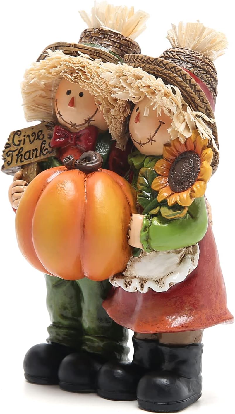 Hodao Fall Thanksgiving Scarecrow Couple Table Decorations