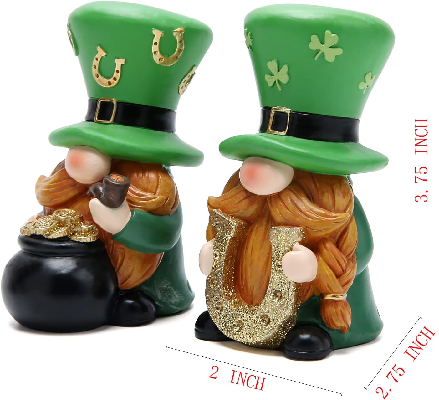 Hodao 2 PCS Spring St Patricks Day Gnomes Decorations Beard Elf Decor Home Table Ornament Decor Dwarf Figurines for St. Patricks Day Gifts Green Irish Gnome Decorations