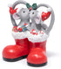 Hodao Christmas Mouse Figurines in Red Santa Shoe – Cute Holiday Couple with Gifts & Ornaments, Festive Home Table Shelf, Entryway, Mantel Decoration