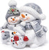 Hodao Snowman Family Figurines Christmas Decor – Hand-Painted Resin Decorations with Hats, Scarves & Glitter, Indoor Holiday Ornaments for Home, Bedroom, Mantel, Tabletop Display & Heartwarming Gift
