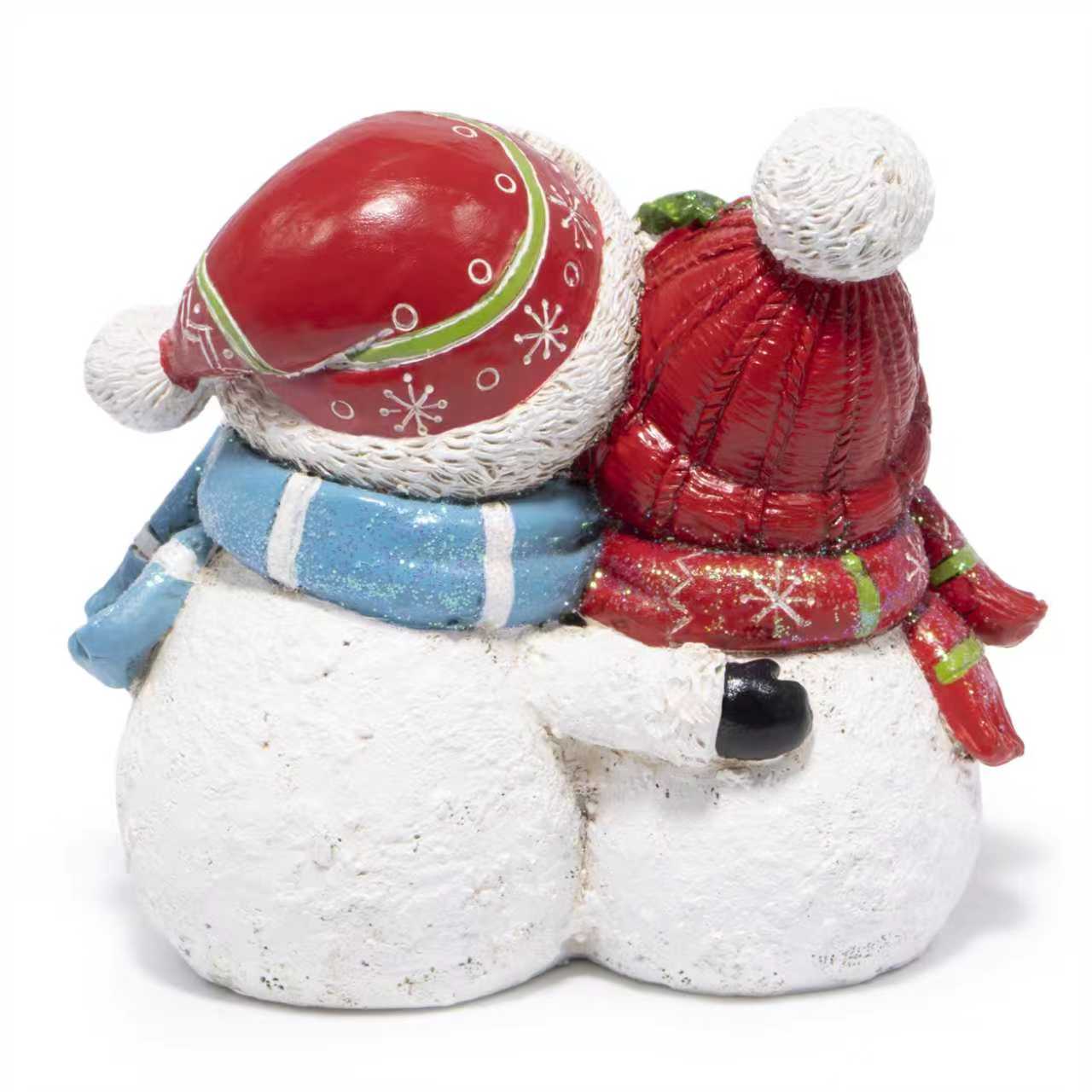 Hodao Snowman Family Figurines Christmas Decor – Hand-Painted Resin Decorations with Hats, Scarves & Glitter, Indoor Holiday Ornaments for Home, Bedroom, Mantel, Tabletop Display & Heartwarming Gift