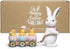 Hodao Easter Bunny Pulling Cart Figurine – Rabbit with Chicks in Painted Egg Wagon, Spring Tabletop Decor for Mantel & Tiered Tray, Giftable with “Happy Easter” Box Packaging