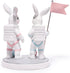 Hodao Astronaut Bunny Figurines – Space Easter Rabbit Decor with Flag & Moon Base, Cute Spring Tabletop Statue for Desk, Shelf & Nursery, Giftable Collectible Home Accent