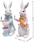 Hodao Easter Bunny Figurines Set of 2 – Gentleman Rabbit Pair with Pastel Coats & Spring Props, Cute Tabletop Decor for Mantel, Shelf & Tiered Tray, Giftable Easter Home Accent