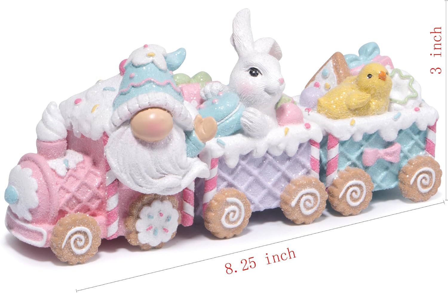 Hodao Easter Train Figurine Bundle (Choose 3/4/6-Piece Set) – Pastel Spring Tabletop Decor Collection with Bunny & Egg Carts, Cute Home Accent for Mantel, Shelf & Tiered Tray, Gift-Ready Easter Decor