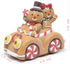 Hodao Christmas Gingerbread Car Decoration – Gingerbread Couple Figurine Driving Holiday Car with Lights, Festive Christmas Ornament for Home, Table, Mantel, Living Room Decor