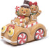Hodao Christmas Gingerbread Car Decoration – Gingerbread Couple Figurine Driving Holiday Car with Lights, Festive Christmas Ornament for Home, Table, Mantel, Living Room Decor