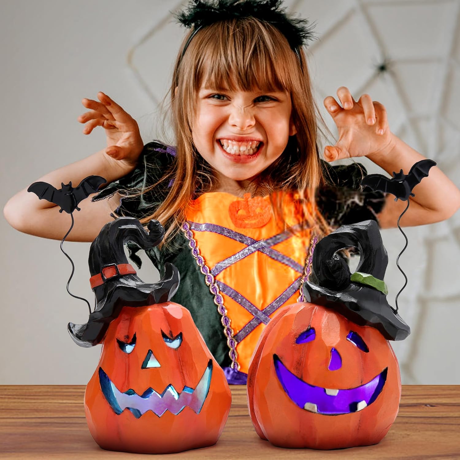 Hodao halloween Resin Pumpkin Duo Set decorations