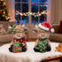 Hodao 2PCS Christmas Highland Cow Figurines Decoration with Christmas Tree & Gift Box, Xmas Holiday Highland Cow Decor for Home Tabletop Mantel Christmas Celebration - 3.75 Inch
