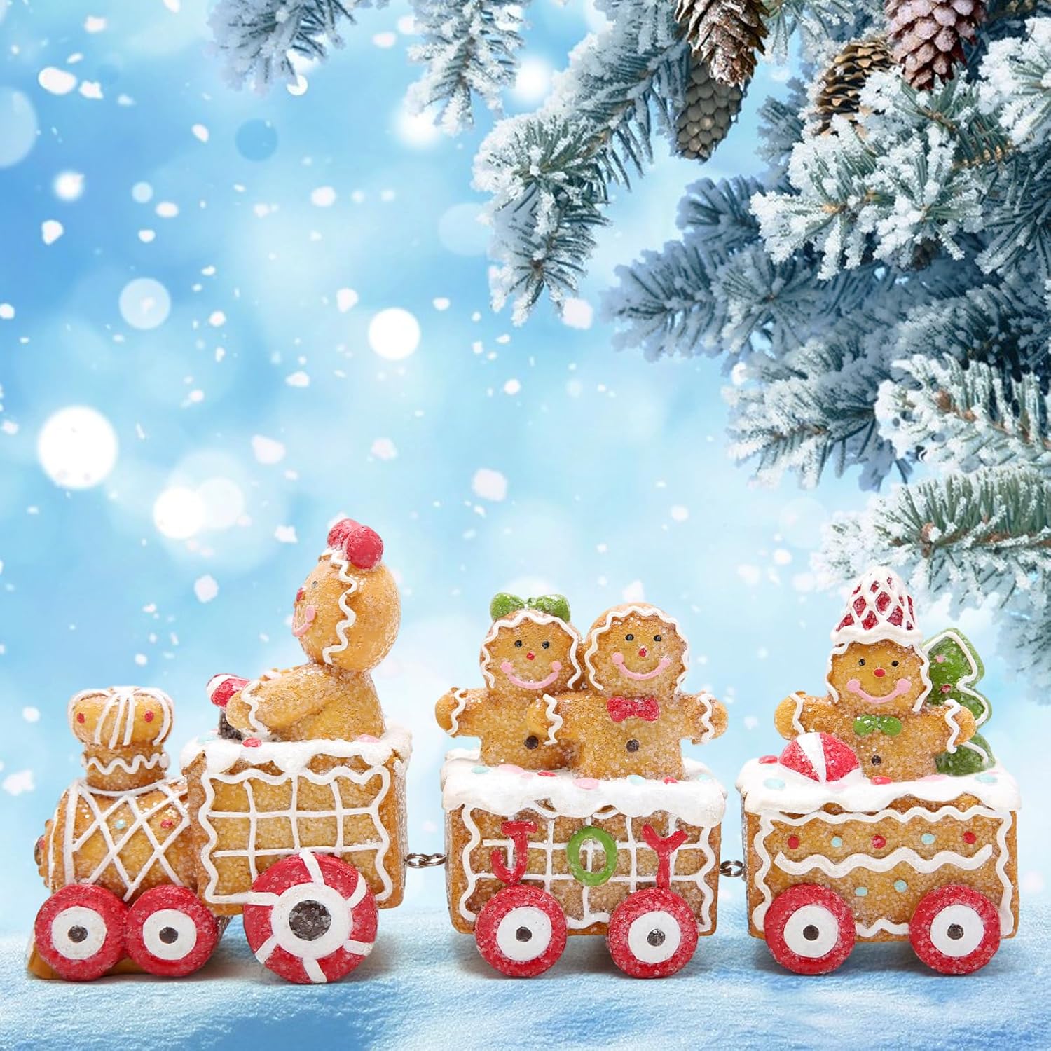 Hodao 9.25” Christmas Gingerbread Man Train Decorations for