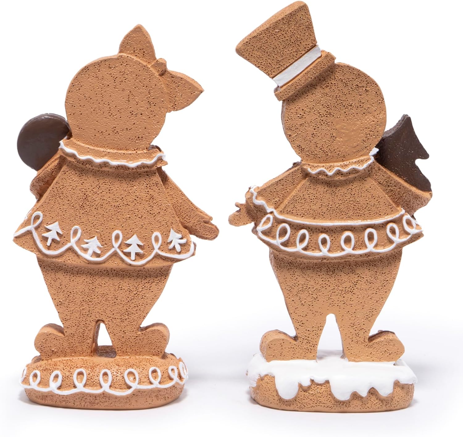 Hodao Gingerbread Couple Figurines – Christmas Resin Decorations for Indoor Home Decor, Cute Gingerbread Man and Woman Ornaments, Holiday Figurines for Living Room, Bedroom, Table, and Gift