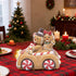 Hodao Christmas Gingerbread Car Decoration – Gingerbread Couple Figurine Driving Holiday Car with Lights, Festive Christmas Ornament for Home, Table, Mantel, Living Room Decor
