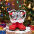 Hodao Christmas Mouse Figurines in Red Santa Shoe – Cute Holiday Couple with Gifts & Ornaments, Festive Home Table Shelf, Entryway, Mantel Decoration
