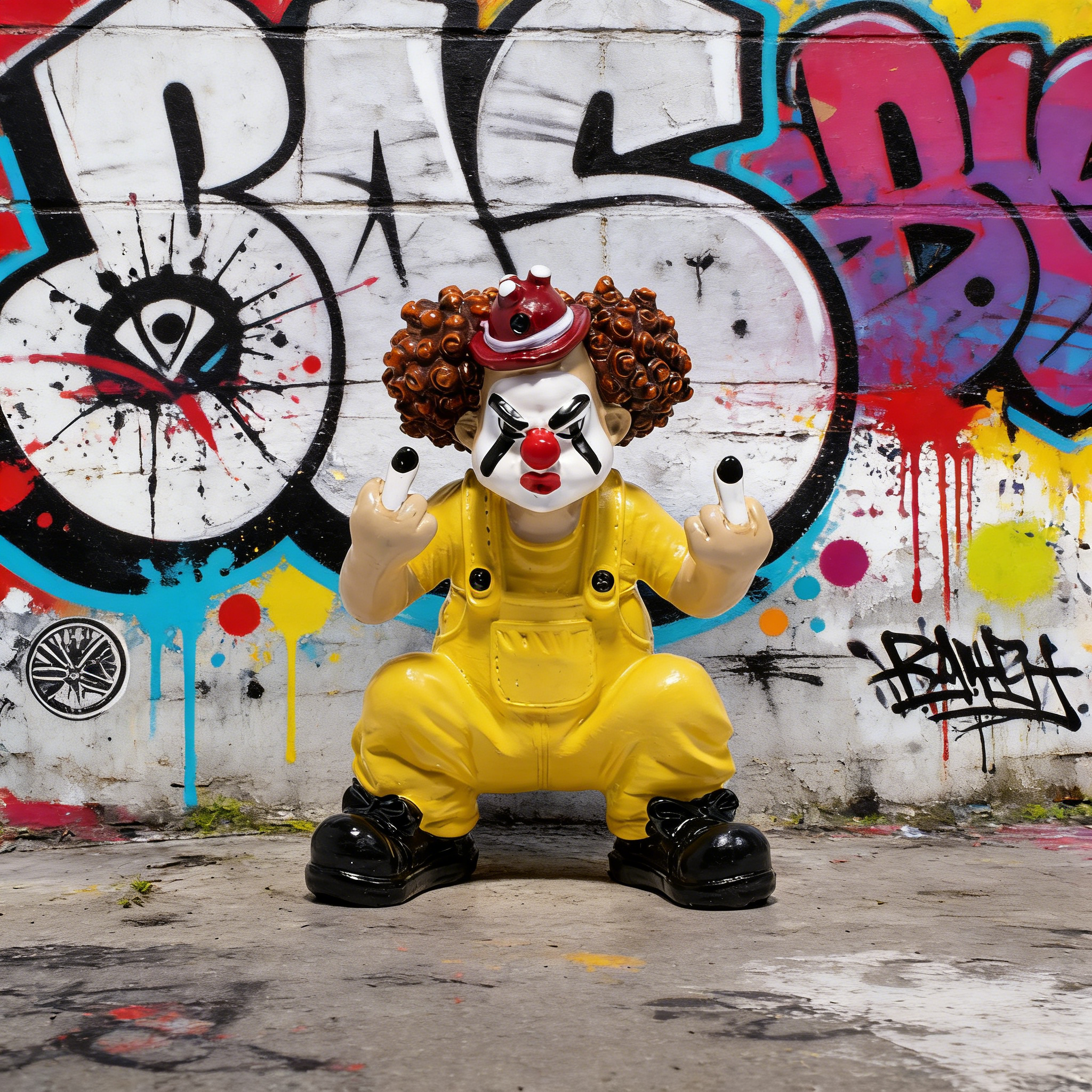 Hodao Funny Clown Figurine, Mini Gag Collectible Figure with Attitude Gesture, Novelty Desk & Car Decoration Gift for Adults