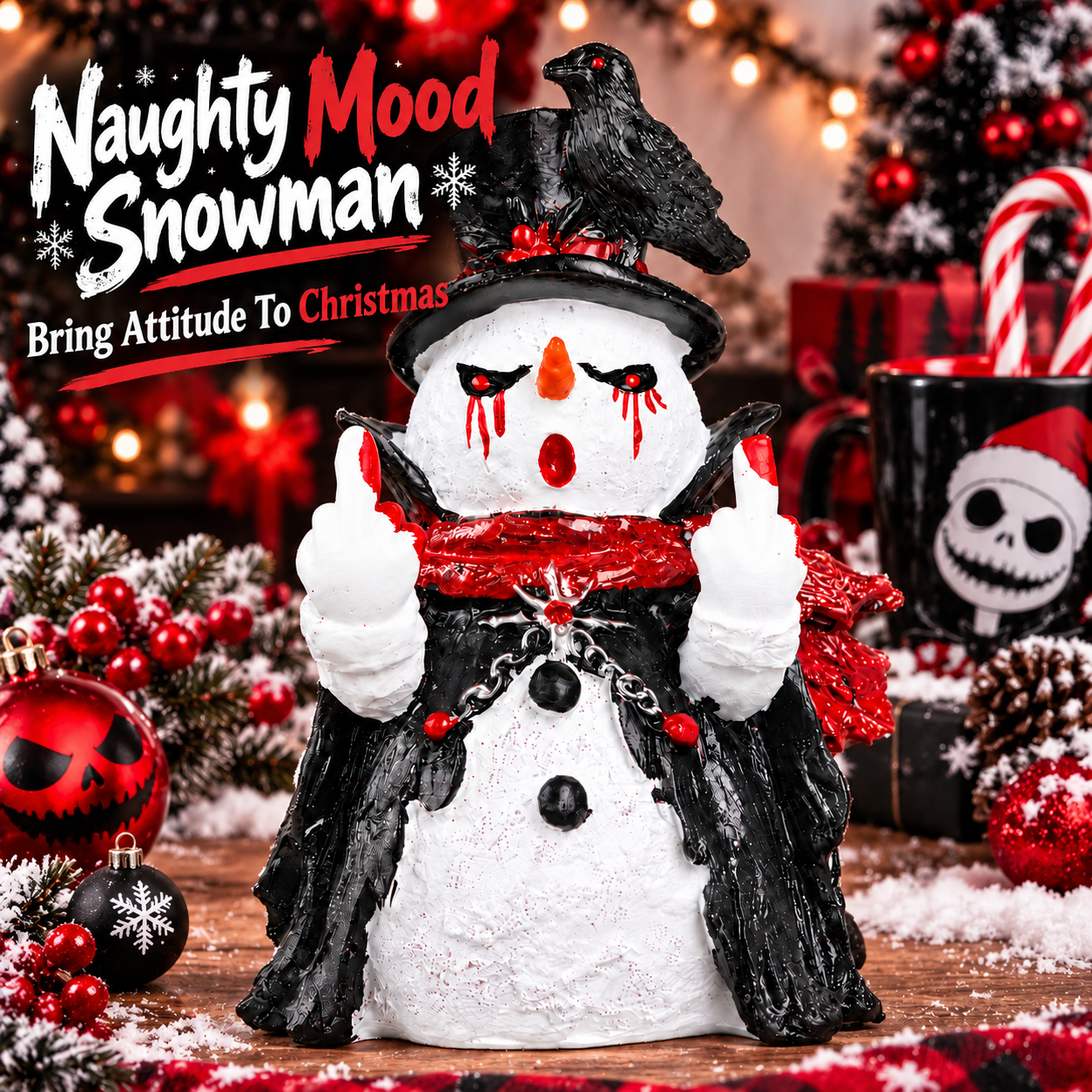 Hodao Dark Mood Snowman – Gothic Christmas Figurine（副本）