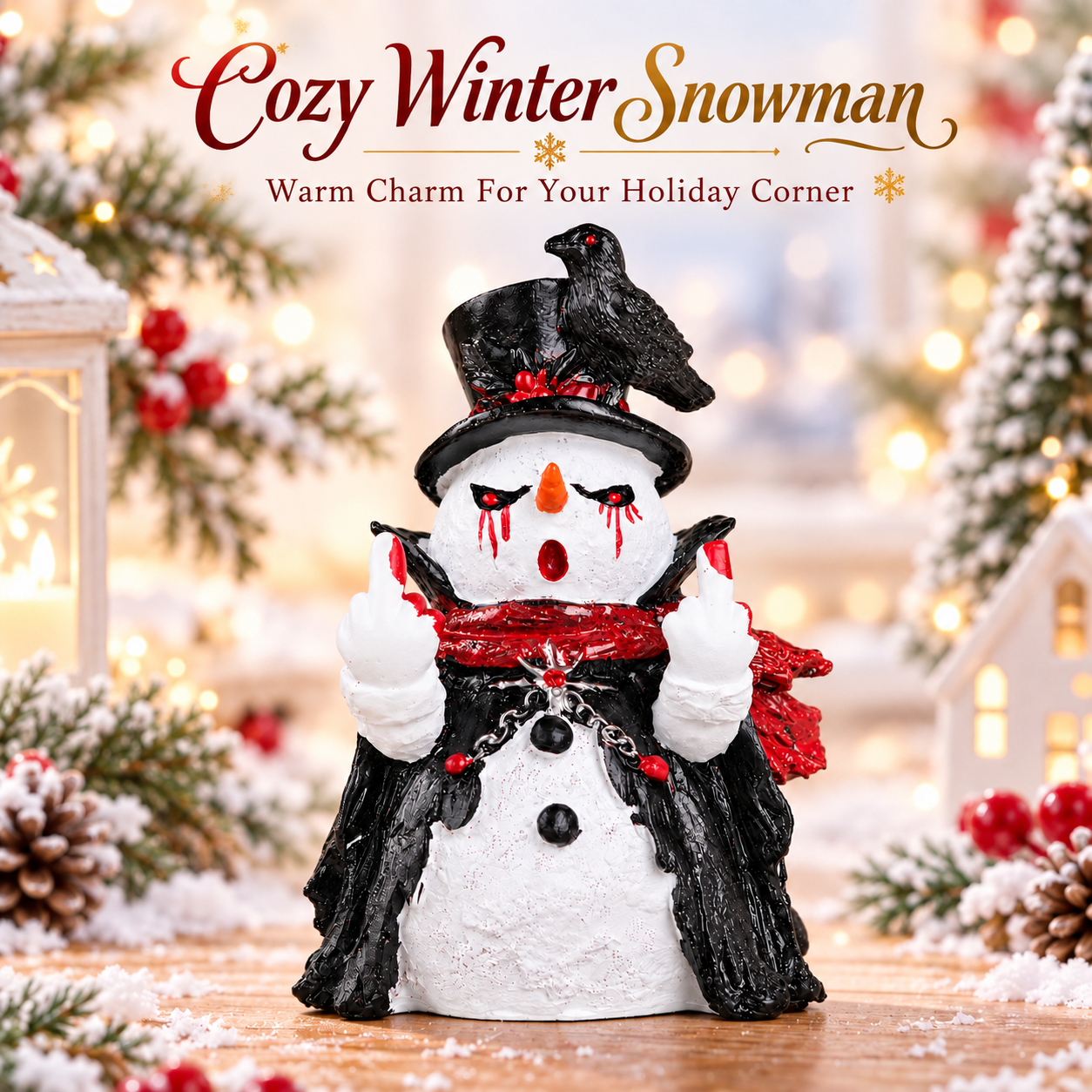 Hodao Dark Mood Snowman – Gothic Christmas Figurine（副本）