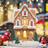 Hodao Christmas Decorations Gingerbread House Decor Figurine, Battery-Powered (2 AAA), 8" H Resin Christmas Village Houses-Festive Indoor Home Christmas Party Display (Christmas Village Houses 8")