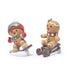 Hodao Gingerbread Ski & Sled Figurines – Hand-Painted Resin Christmas Ornaments, Glitter Candy Style, Indoor Winter Decor for Home, Bedroom, Shelf, Mantel, Tabletop, Cute 2-Piece Set