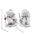 Hodao Christmas Snowman Skiing Figurines in Gray, Resin Winter Decorations for Holiday Home, Neutral Tabletop Ornaments, Festive Mantel and Tiered Tray Accents, for Family and Friends