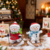 Hodao Christmas Snowman Skiing Figurines in Gray, Resin Winter Decorations for Holiday Home, Neutral Tabletop Ornaments, Festive Mantel and Tiered Tray Accents, for Family and Friends