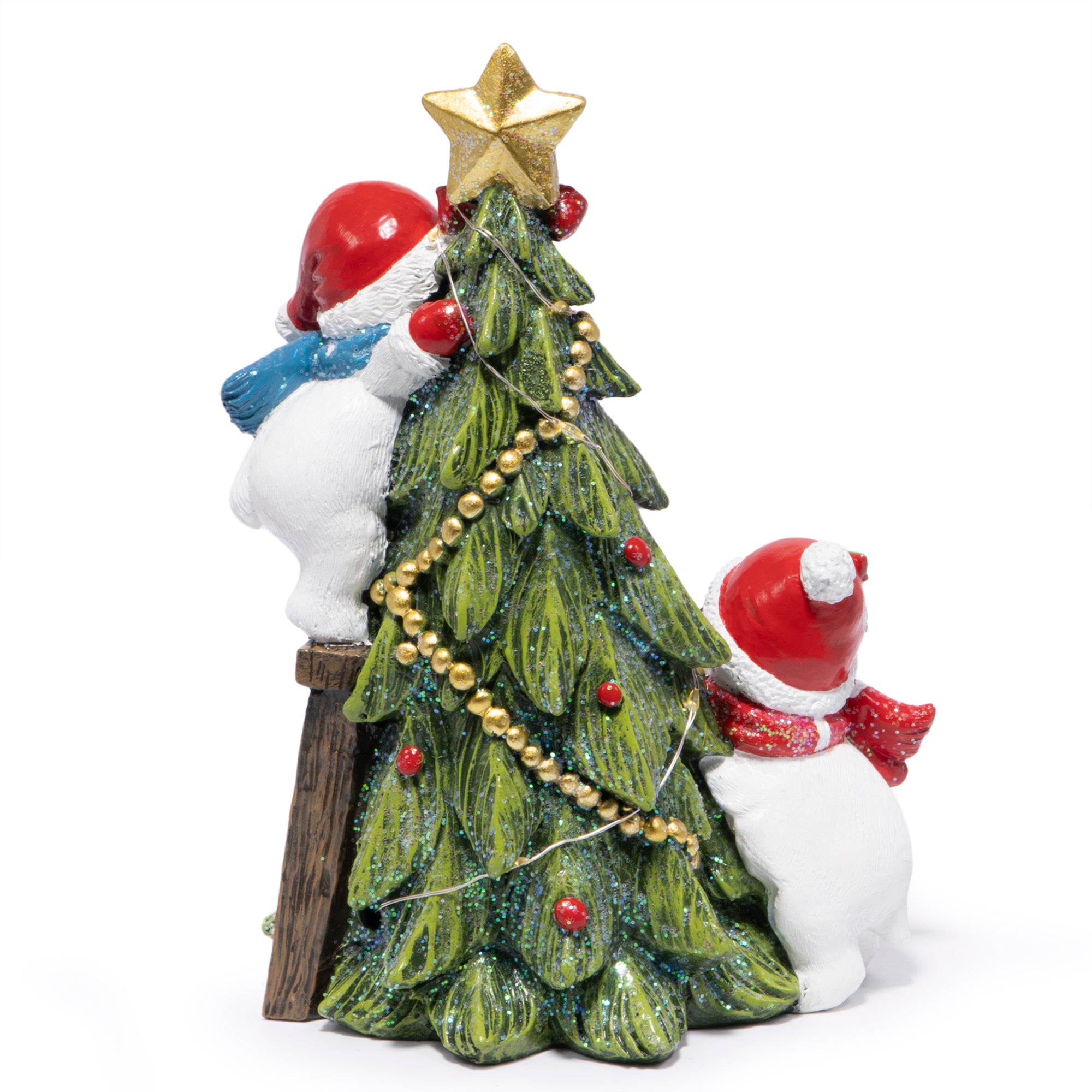 Hodao Christmas Decorations, Resin Polar Bear & Christmas Tree Figurines, Indoor Holiday Decor for Home, Bedroom, Cute Xmas Ornaments & Gift