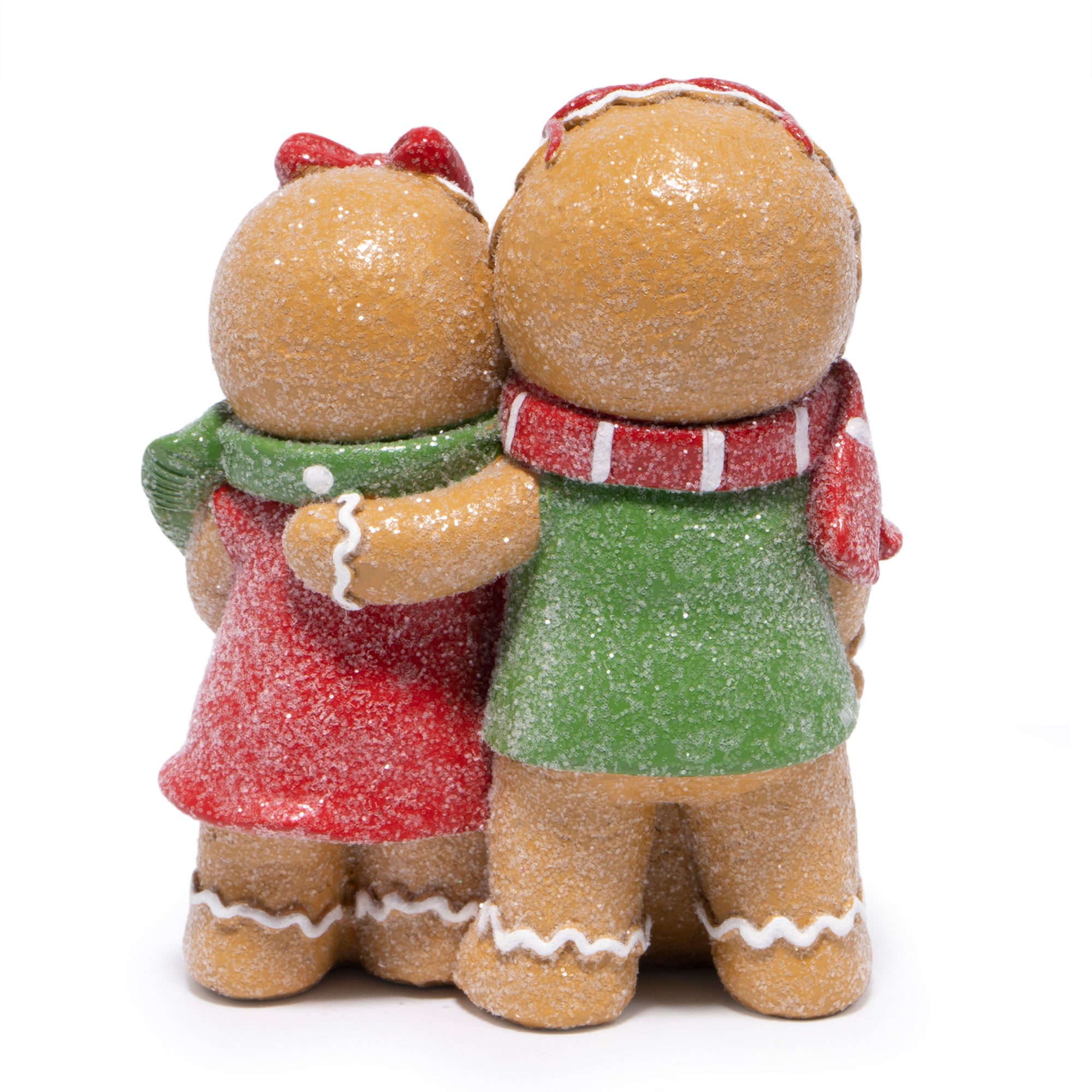 Hodao Christmas Gingerbread Family Figurines – Hand-Painted Resin Holiday Decorations with Red & Green Scarves, Festive Indoor Ornaments for Home, Bedroom & Tabletop, Heartwarming Décor