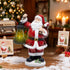 Hodao Christmas Santa Figurine with Lantern, Hand-Painted Resin Santa Claus Statue Holding Gift Bag, Holiday Tabletop Decoration for Home, Mantel, Shelf, Décor Accent
