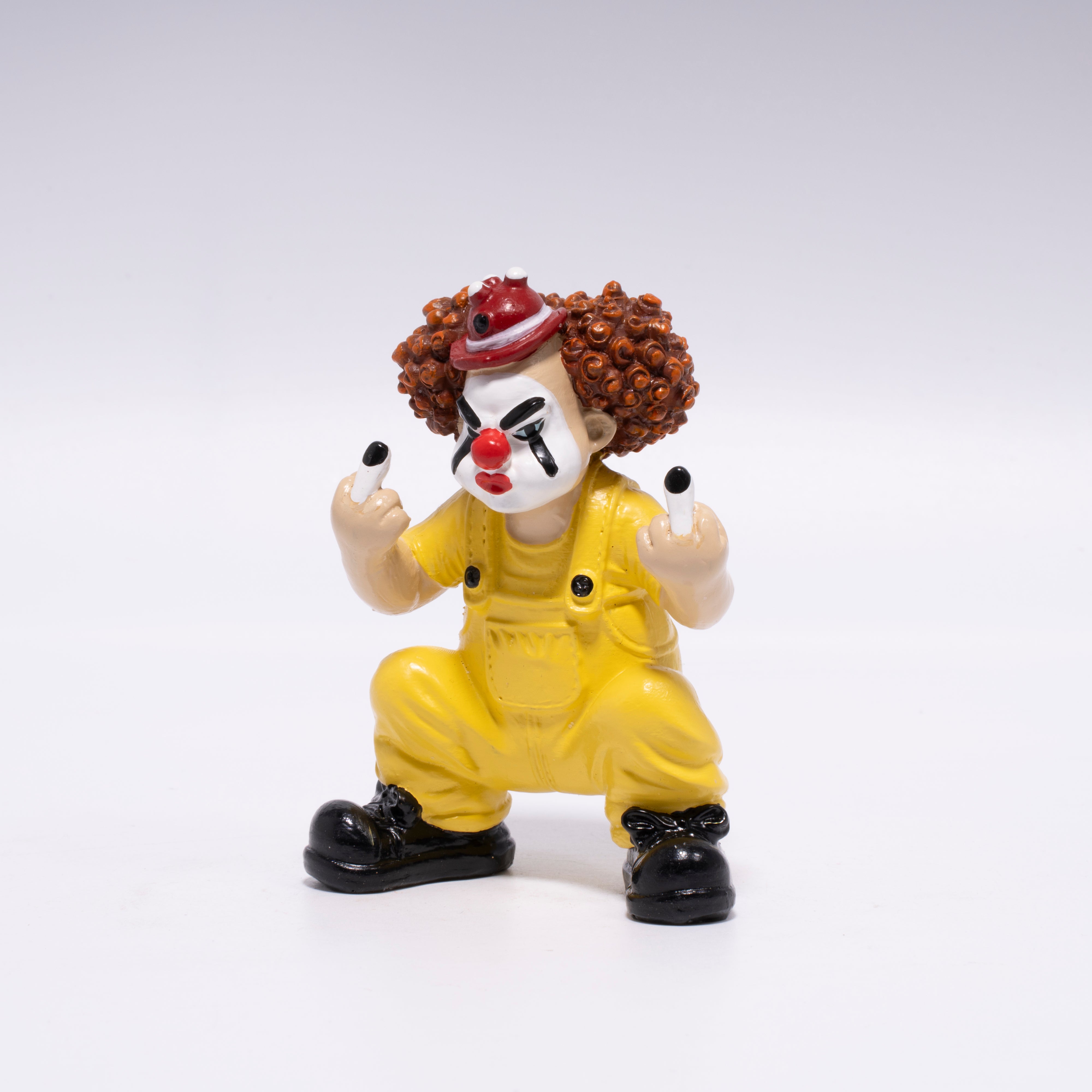 Hodao Funny Clown Figurine, Mini Gag Collectible Figure with Attitude Gesture, Novelty Desk & Car Decoration Gift for Adults