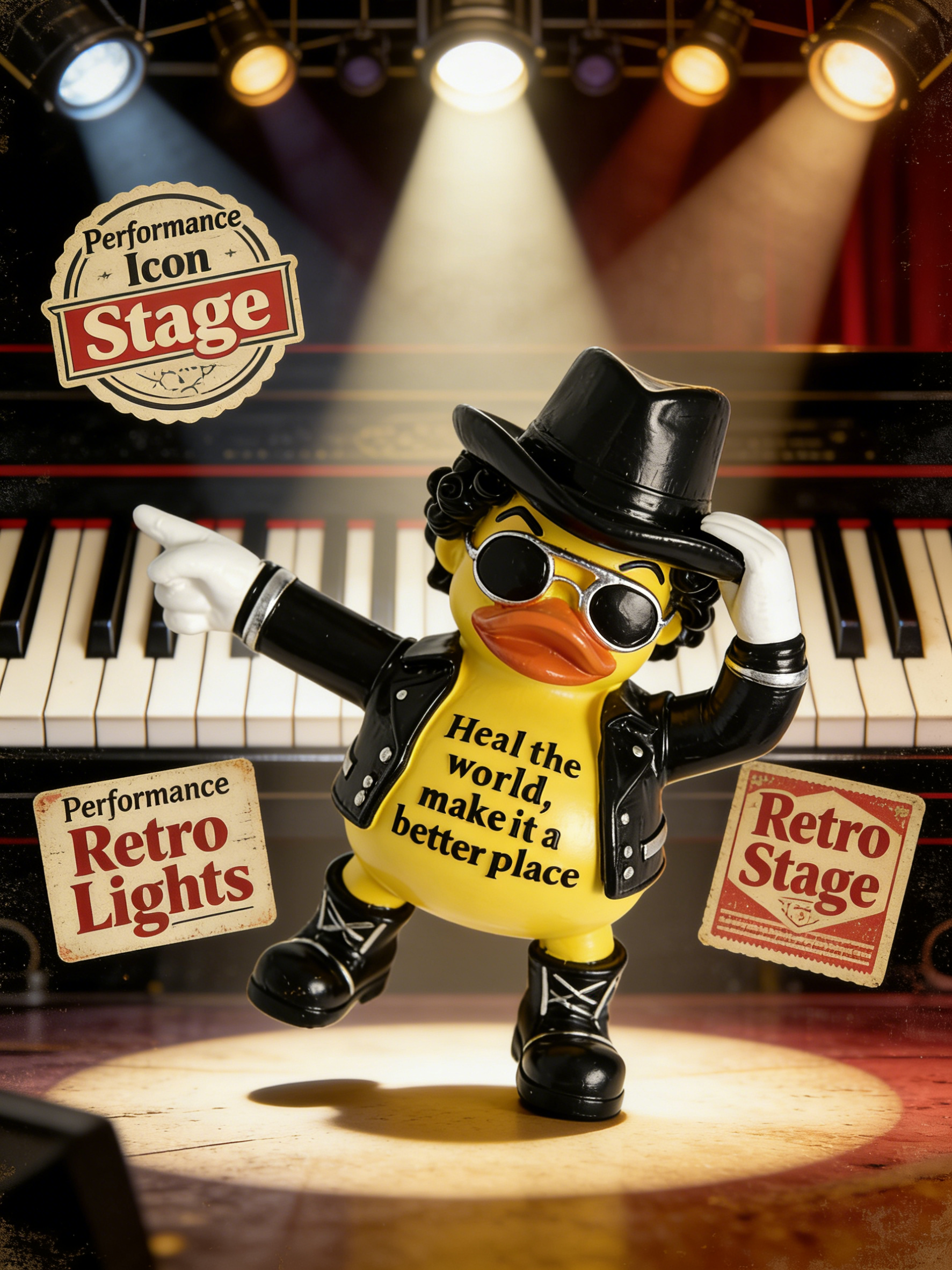 Hodao Michael Duck Figurine – Nostalgic Healing Decor & Heartwarming Free-Spirited Gift for Music Lovers