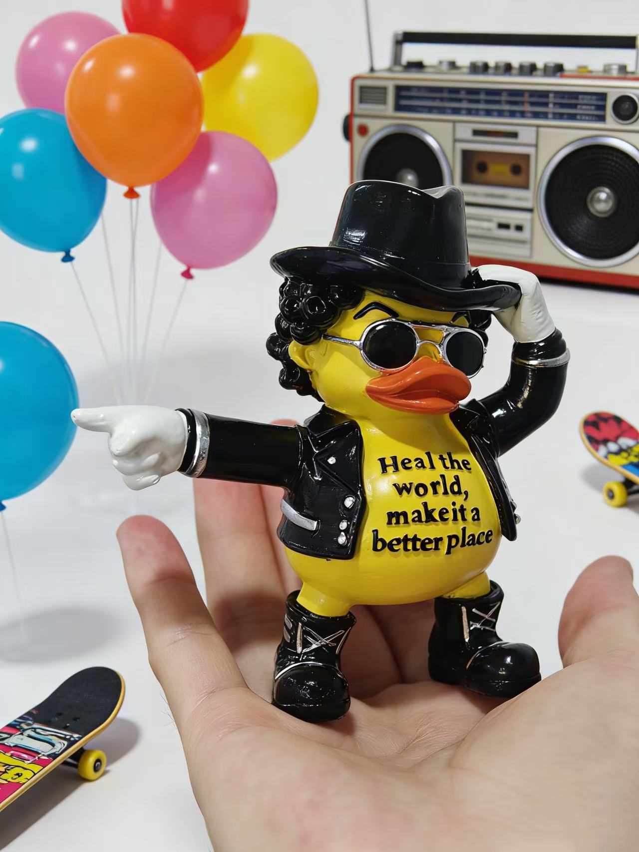 Hodao Michael Duck Figurine – 80s Pop Icon Vibe Reset Decor, Funny Gag Gift for Adults to Dance Through the Grind
