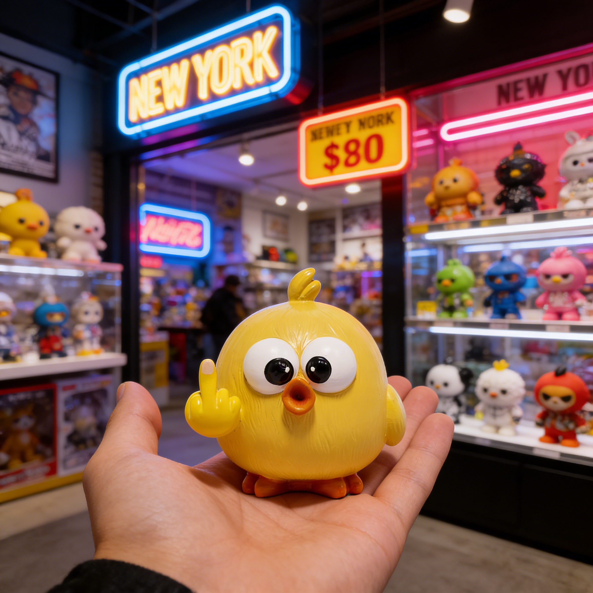 Hodao Cheeky Yellow Chick Figurine – Funny Attitude Desk Decor & Unique Gift for Home or Office