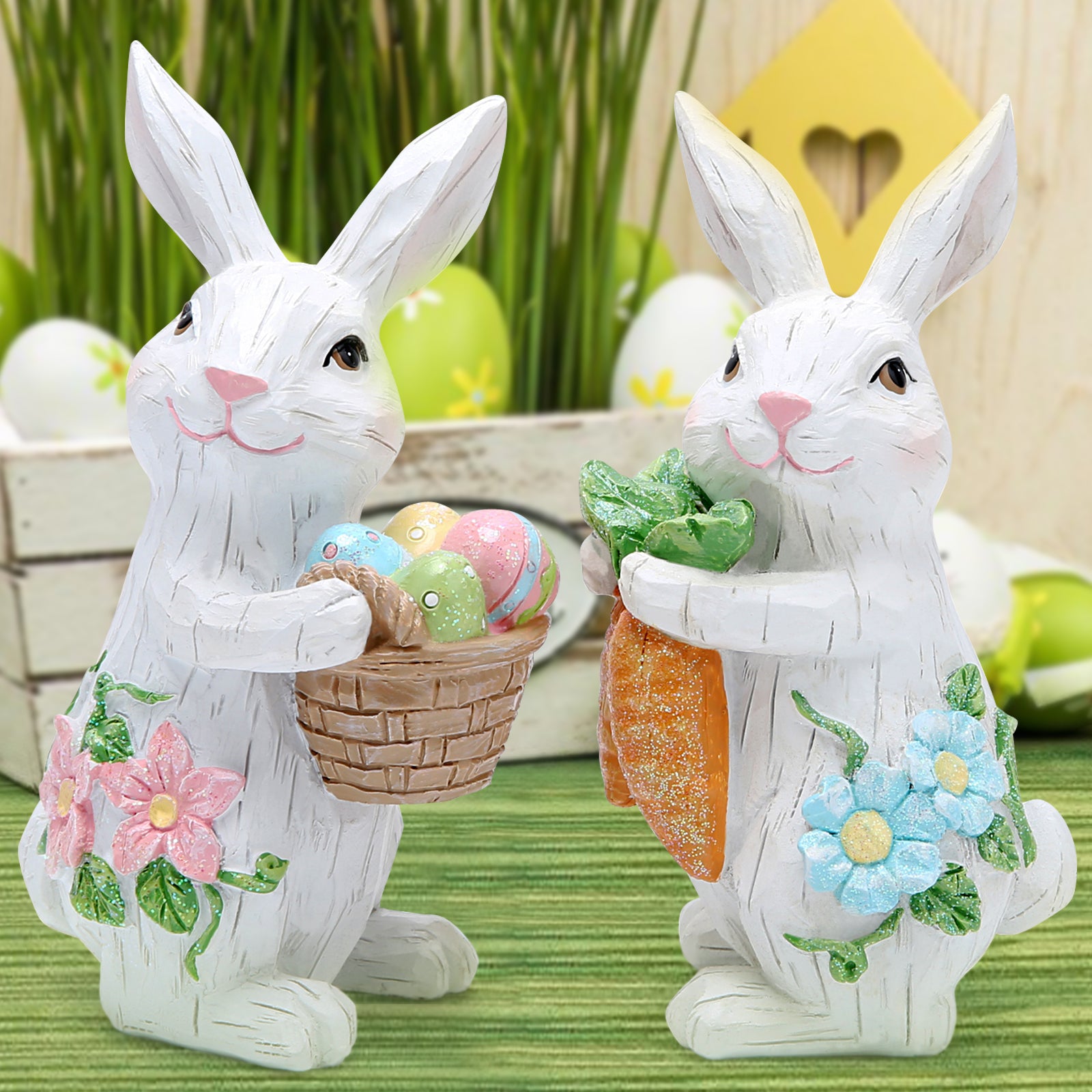 Hodao 2PCS Easter Bunny Couple Decorations