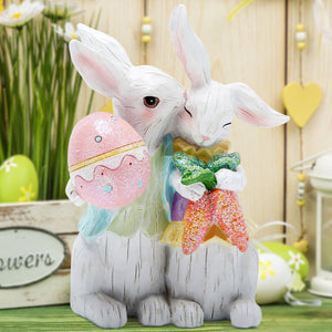Hodao Easter Bunny Couple Decorations Spring Easter Rabbit Decors